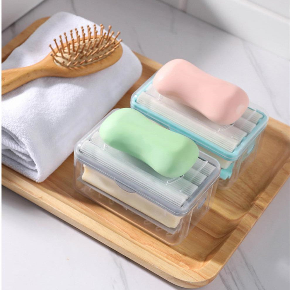 New Usage Roller Type Soap Dish Holder For Bathroom Toliet Soap Box Plastic Storage Container With Drain Water Bathroom Gadgets