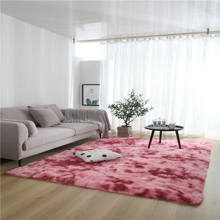 Variegated Tie-dye Gradient Carpet Bedroom Living Room End Table Rugs Bedroom Bedside Sofa Long Wool Washed Full-bed Hair Generation