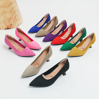 High Heel Fashion Straight Grain Flying Woven Shoes