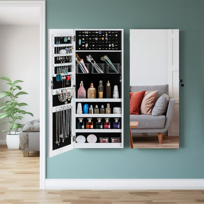 Full Mirror Wall Hanging, 4 Layers Of Storage, 3 Storage Boxes, Wooden Stickers