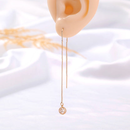 Gold Open Lantern Micro-set Zircon Long Tassel Earrings