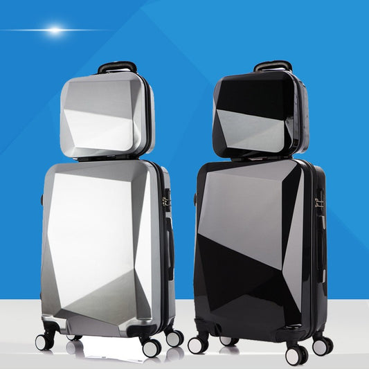 2pc Luggage 20inch with toiletry. Diamond Pattern Swivel Wheels