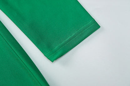 Elegant Round Neck Solid Color Slim Fit Long Sleeve Dress