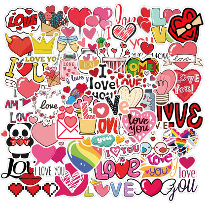 50 Valentine's Day Stickers Heart Suitcase