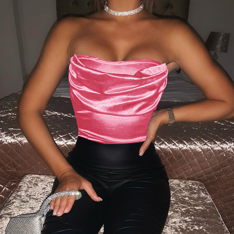 Sling Tube Top One-piece Satin Pile Pile Collar Sexy Women