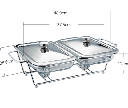 Rectangular Glass Buffet Stove Food Heating Container Hot Pot Alcohol Stove