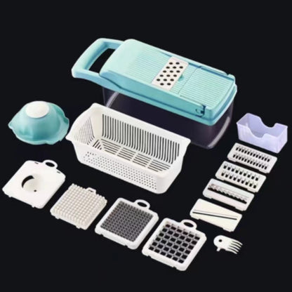 12 In 1 Manual Vegetable Chopper Kitchen, Multi  Blade with hand Protector and Container.