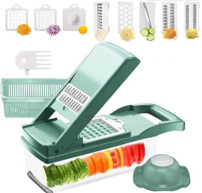 12 In 1 Manual Vegetable Chopper Kitchen, Multi  Blade with hand Protector and Container.