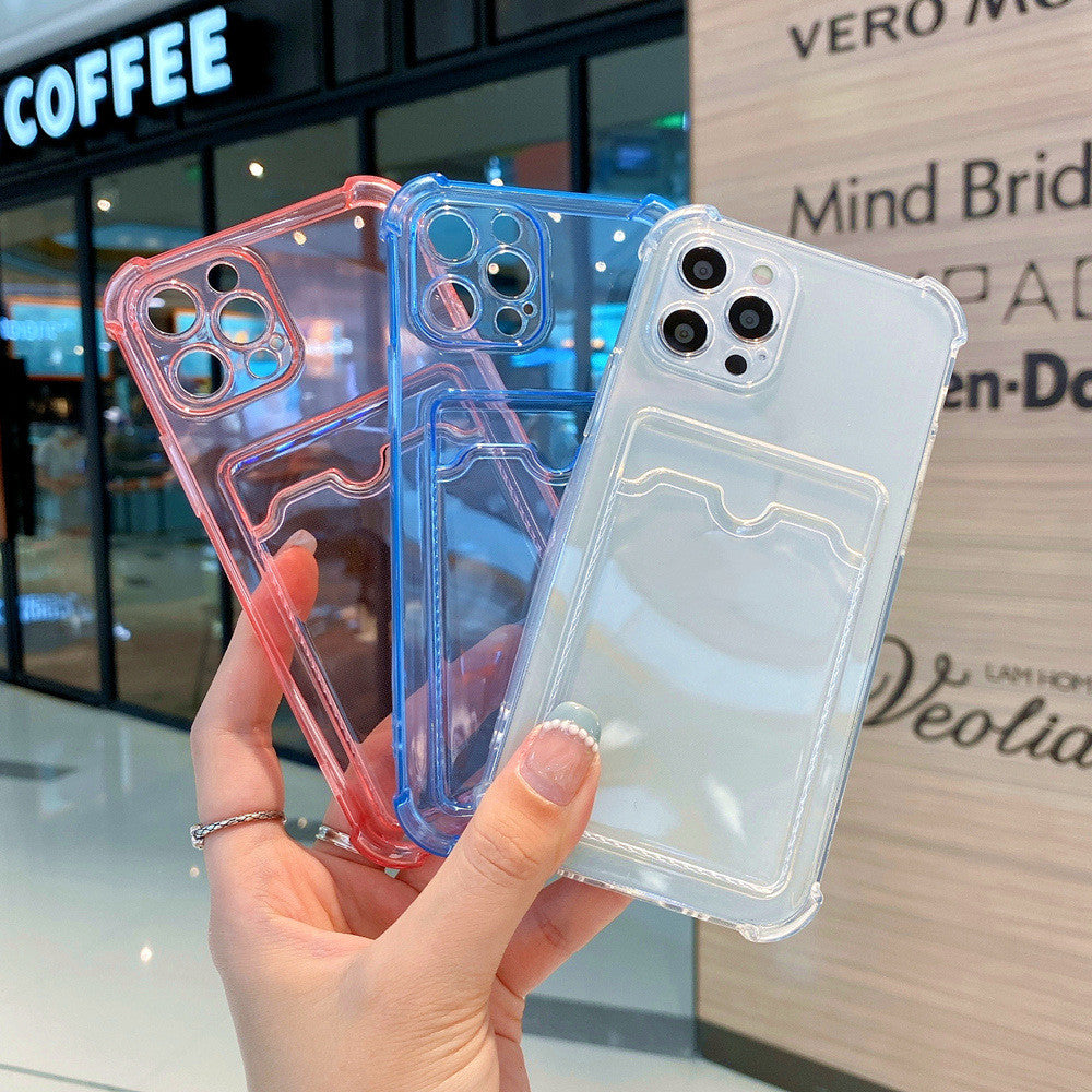 Solid Color Card Holder Silicone Soft Shell Phone Case