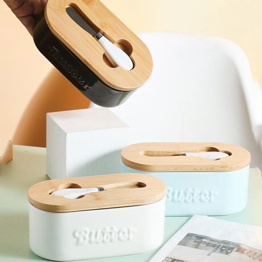 Butter Partition Storage Box Ceramic Tape Cutter