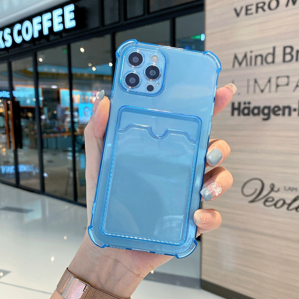 Solid Color Card Holder Silicone Soft Shell Phone Case